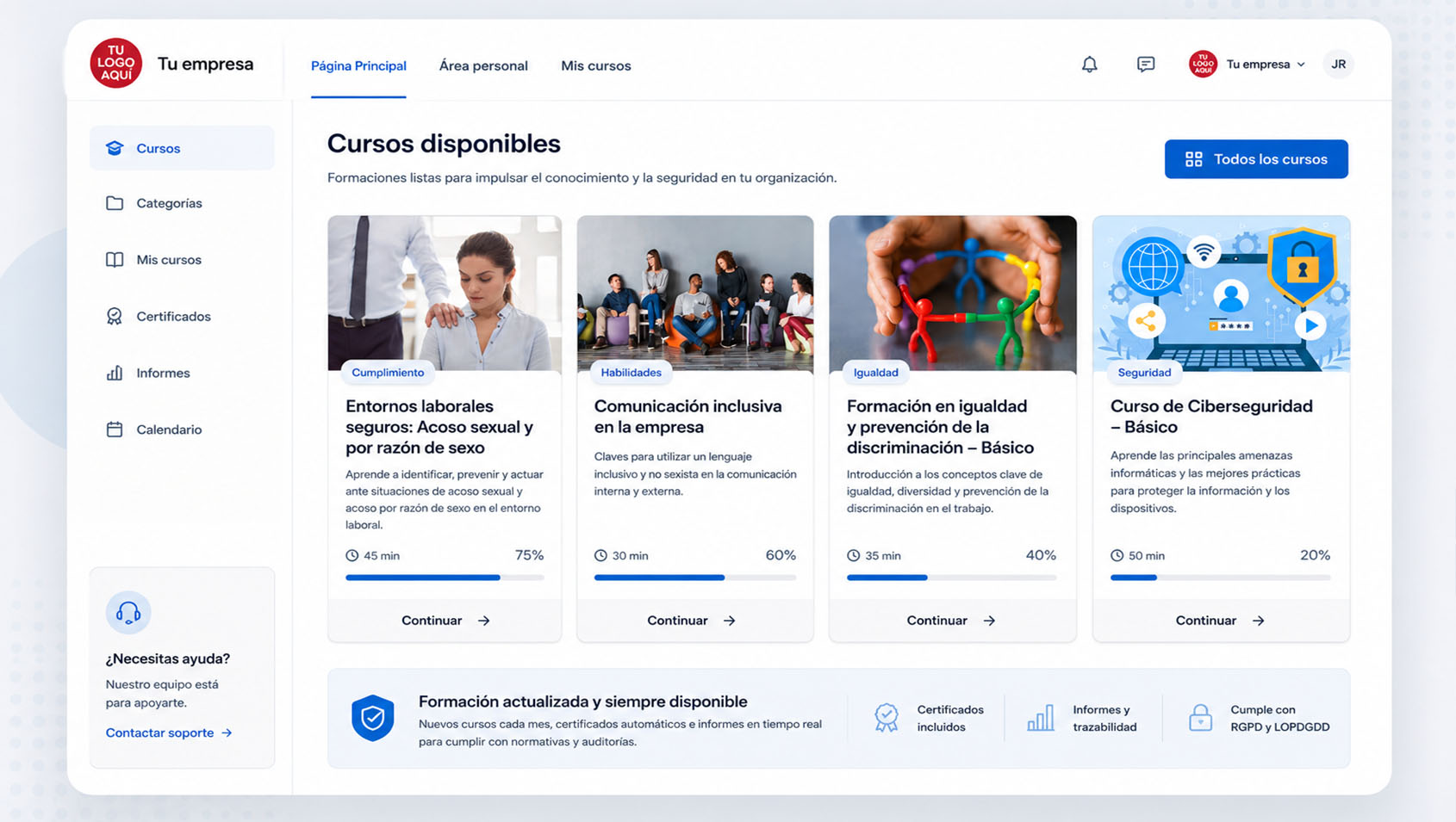 Formación corporativa lista para usar
