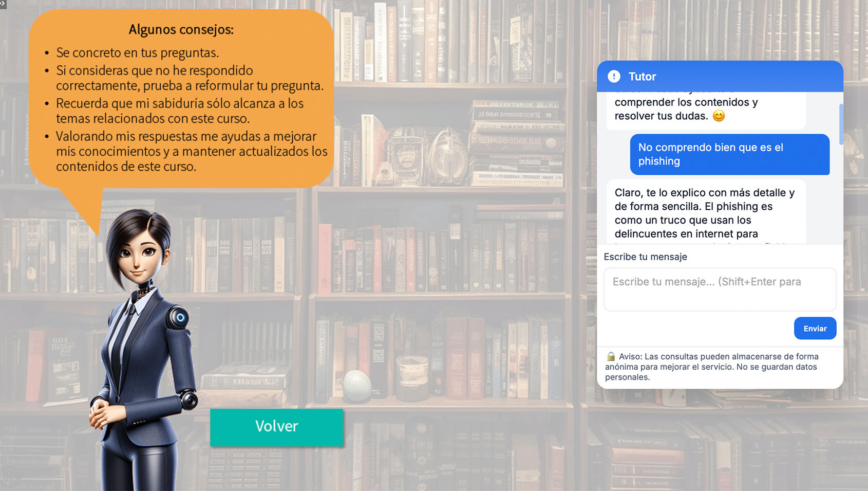 Tutor de IA integrado en los cursos